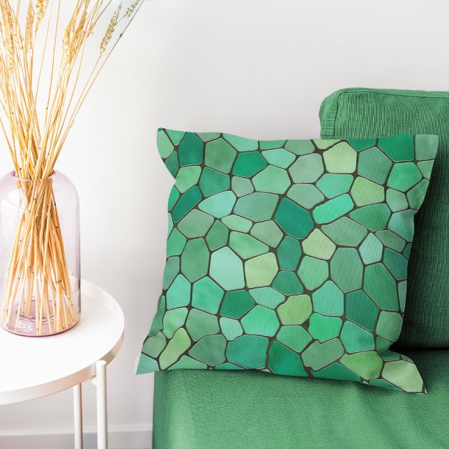 Sea Green Mosaic Throw Pillow (Creator Uploaded)