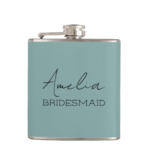 Sea Green Personalized Bridal Hip Flask