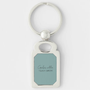 Sea Green Personalized Bridal Party Keychain