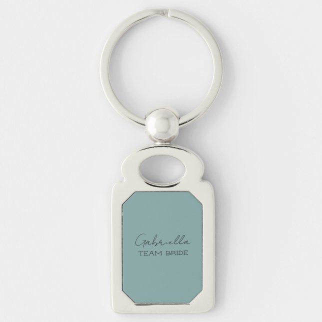 Sea Green Personalized Bridal Party Keychain (Front)