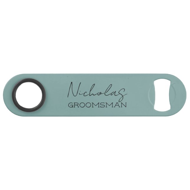 Sea Green Personalized Groomsman Bar Key (Front (Horizontal))