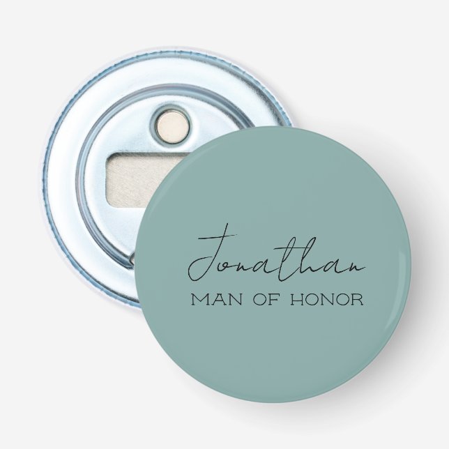 Sea Green Personalized Man of Honour Bottle Opener (Front)