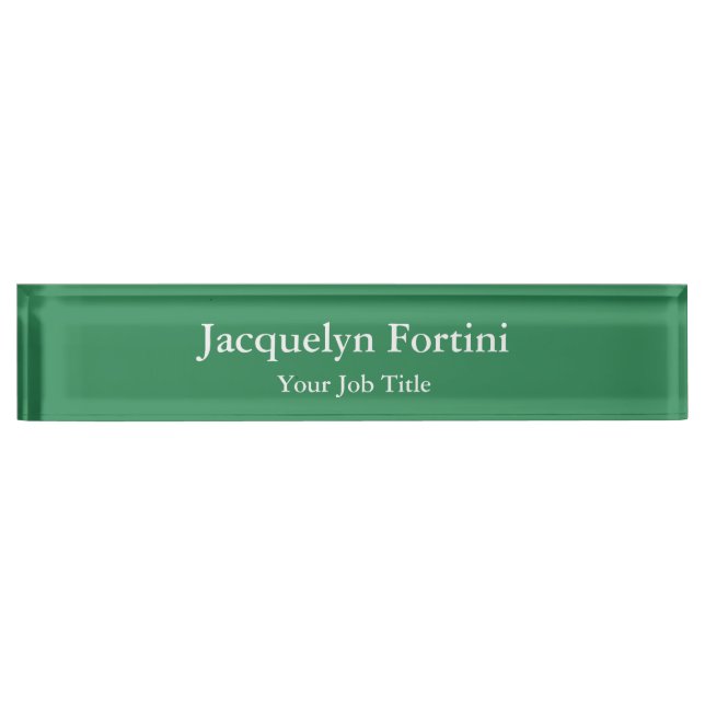 Sea Green Plain Elegant Modern Minimalist Nameplate (Front)