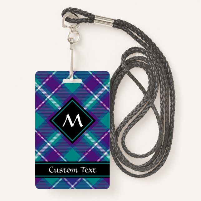 Sea Green, Purple and Blue Tartan Badge (Front with Lanyard)