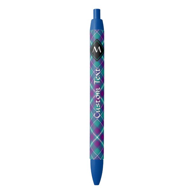 Sea Green, Purple and Blue Tartan Blue Ink Pen (Front Vertical)