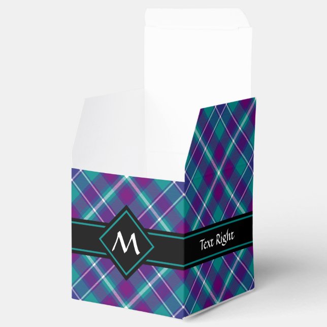 Sea Green, Purple and Blue Tartan Favor Box (Opened)