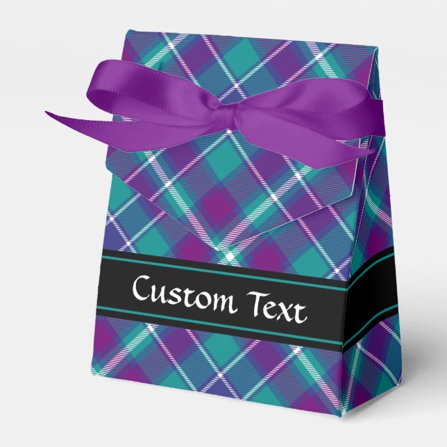 Sea Green, Purple and Blue Tartan Favor Box (Front Side)