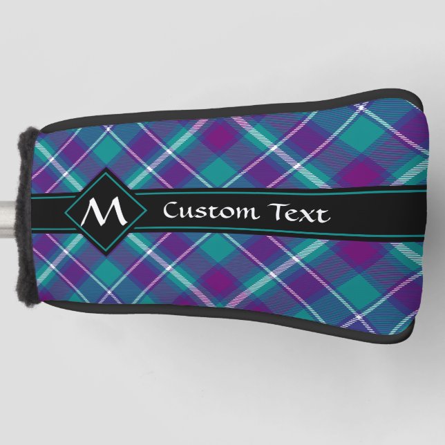 Sea Green, Purple and Blue Tartan Golf Head Cover (Front)