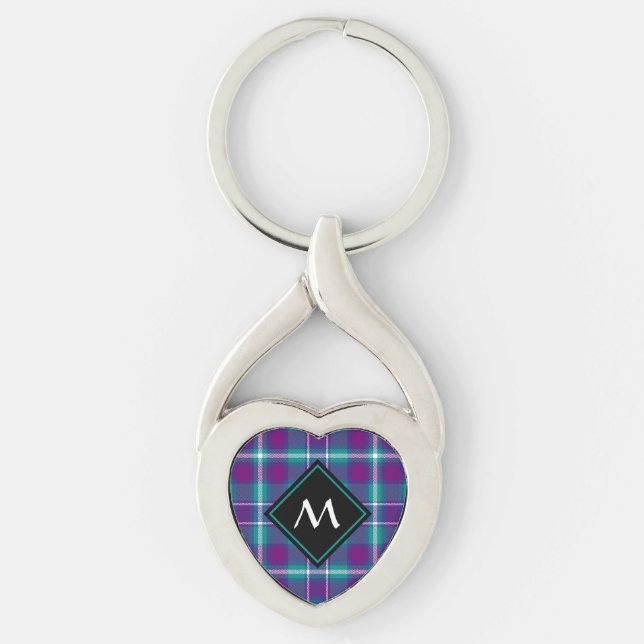 Sea Green, Purple and Blue Tartan Keychain (Front)
