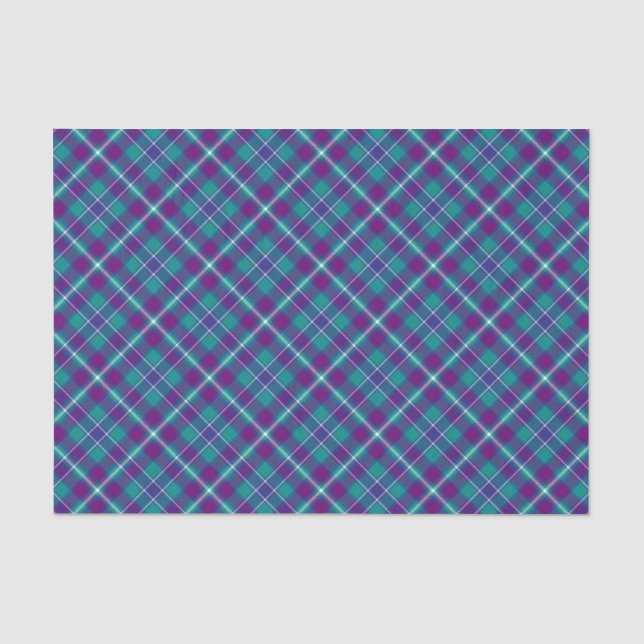 Sea Green, Purple and Blue Tartan Tissue Paper (Front)