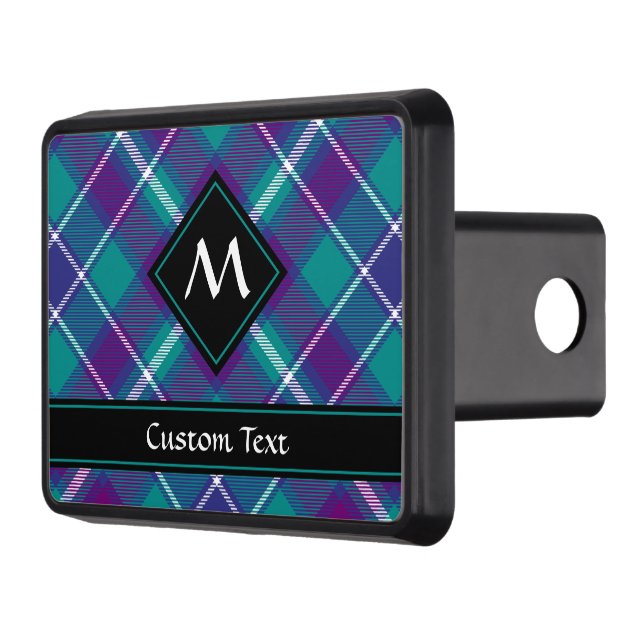 Sea Green, Purple and Blue Tartan Trailer Hitch Cover (Left)