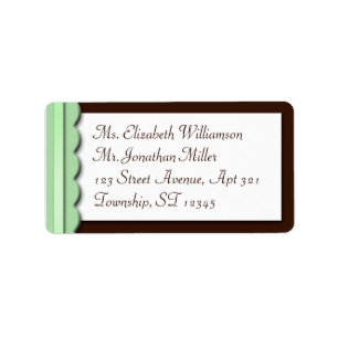 Sea Green Ribbon Brown Border Address Labels