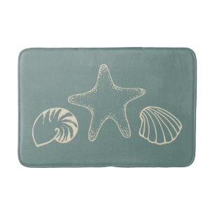 Sea Green Shells Bathroom Rug Bath Mat