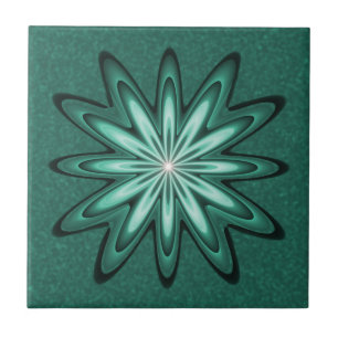 Sea Green Star Flower on Bokeh Ceramic Tile