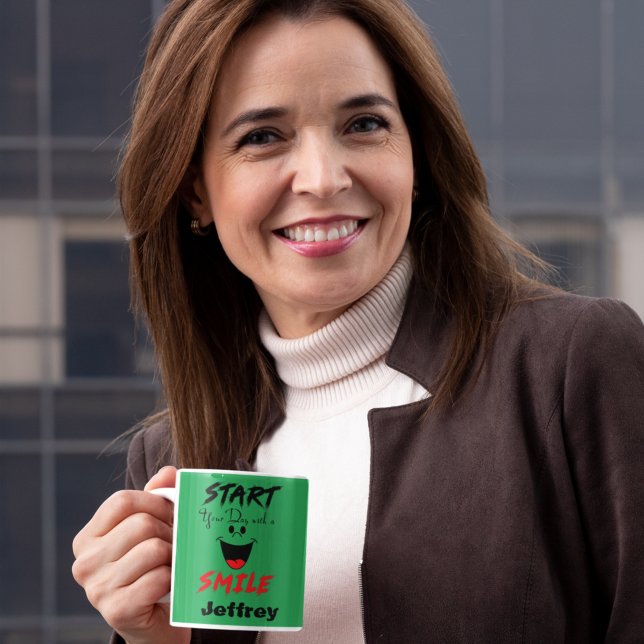 Sea Green Start Your Day With A Smile Coffee Mug (Creator Uploaded)