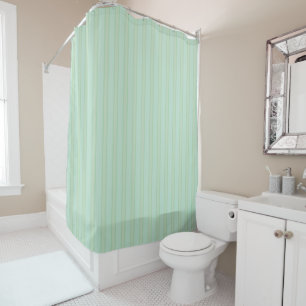 Sea Green Striped Coastal Shower Curtain 
