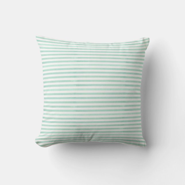 Sea Green Striped Pillow (Front)