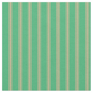 Sea Green & Tan Coloured Lined Pattern Fabric