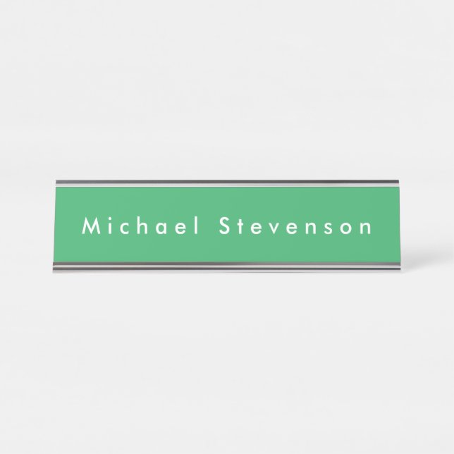 Sea Green Trendy Modern Professional Desk Name Plate (Front)