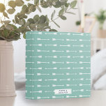 Sea Green & White Arrows Pattern Personalized Binder<br><div class="desc">Organize your papers in style! Boho-chic binder features a white arrow pattern on a mint green background. Personalize with a name,  monogram,  or text of your choice,  or simply delete the text field and white box to leave blank. Tons of coordinating accessories available in our shop!</div>