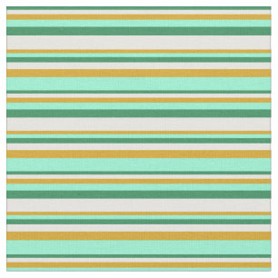 Sea Green, White, Goldenrod & Aquamarine Coloured Fabric