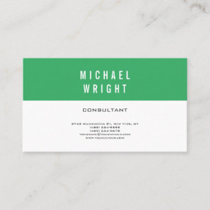 Sea Green White Modern Plain Simple Minimalist Business Card