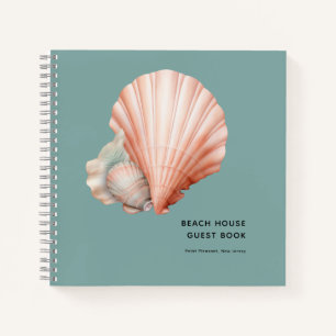 Sea Green with Shell Beach House Guest Book