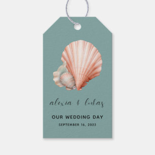 Sea Green with Shell "Our Wedding Day" Gift Tags