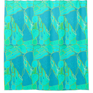 "Sea Grotto" abstract - turquoise, blue, gold