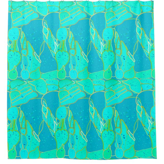"Sea Grotto" abstract - turquoise, blue, gold (Front)