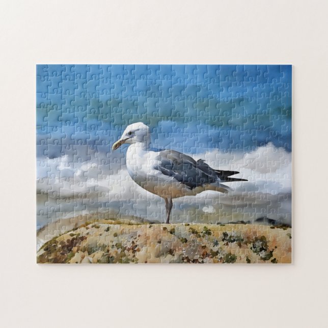 Sea Gull Bird at the Ocean Art Puzzle (Horizontal)