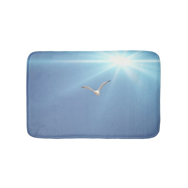 Sea Gull Bird Sun Burst Beach Bathmat Rug (Front)
