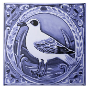 Sea gull Blue and White Ocean Marine Bird Seagull Tile