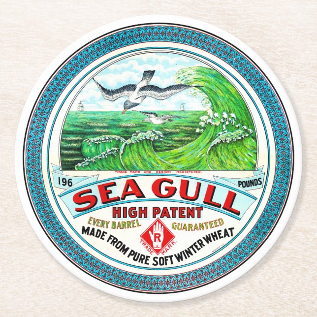 Sea Gull High Patent Flour Round Paper Coaster (Front)