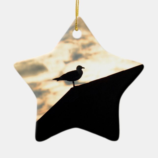 Sea Gull Sunset Ceramic Ornament (Front)