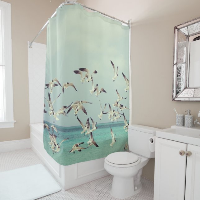 Sea Gulls In Flight Shower Curtain (In Situ)