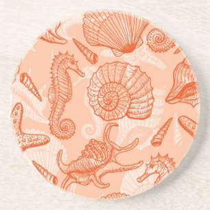 Sea hand drawn pattern coaster
