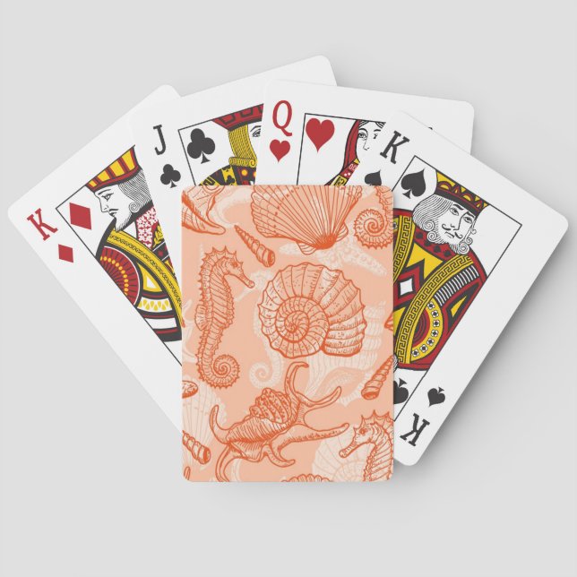 Sea hand drawn pattern playing cards (Back)