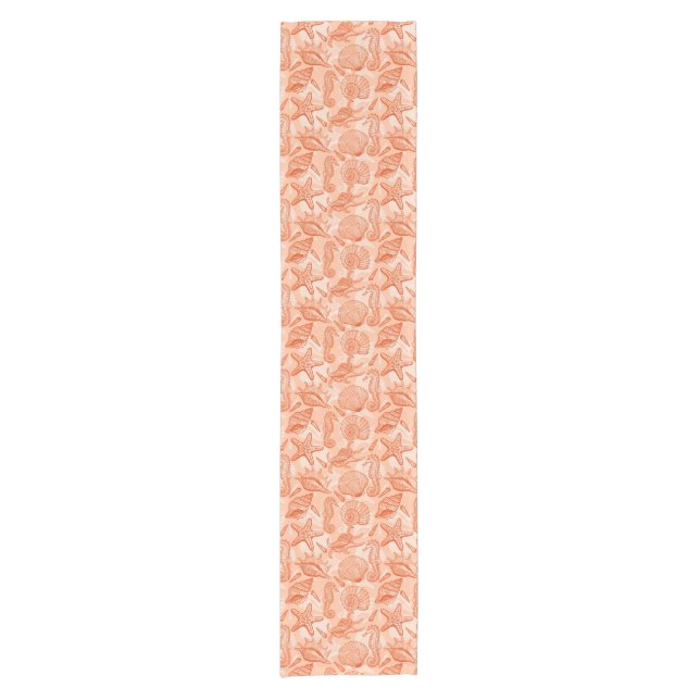 Sea hand drawn pattern short table runner (Front)