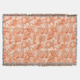 Sea hand drawn pattern throw blanket