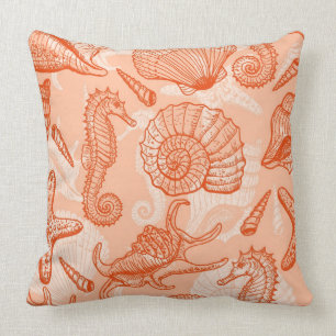 Sea hand drawn pattern throw pillow