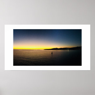 Sea Harbour Sailboat Water Sunset Panoramic Poster