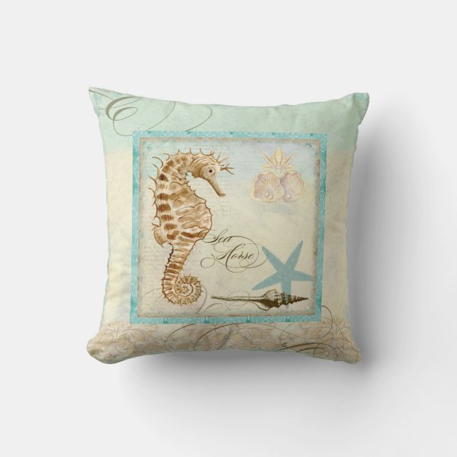 Sea Horse Coastal Beach - Coussin de décoration (Recto)