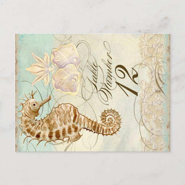 Sea Horse Coastal Beach - Table Number Postcard (Front)
