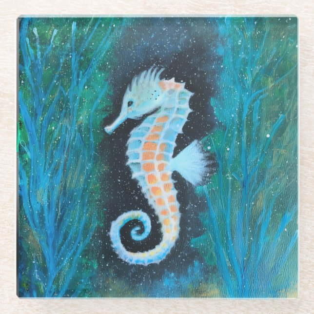Sea Horse Glass Coaster (Front)