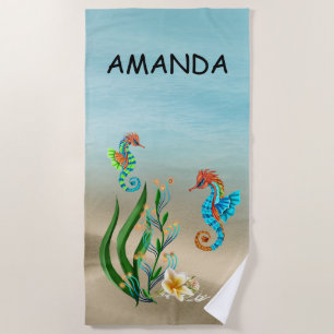 Sea Horse Monogram Beach Towel