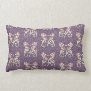 Sea Horse Mosaic Throw Pillow- Dusty Purple Lumbar Pillow