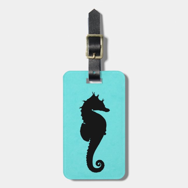 Sea Horse Silhouette Luggage Tag (Front Vertical)