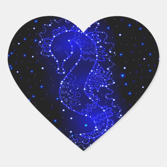 sea horse swims in lights heart sticker