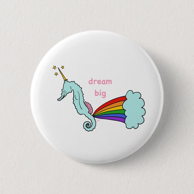 sea horse unicorn dreamer button (Front)
